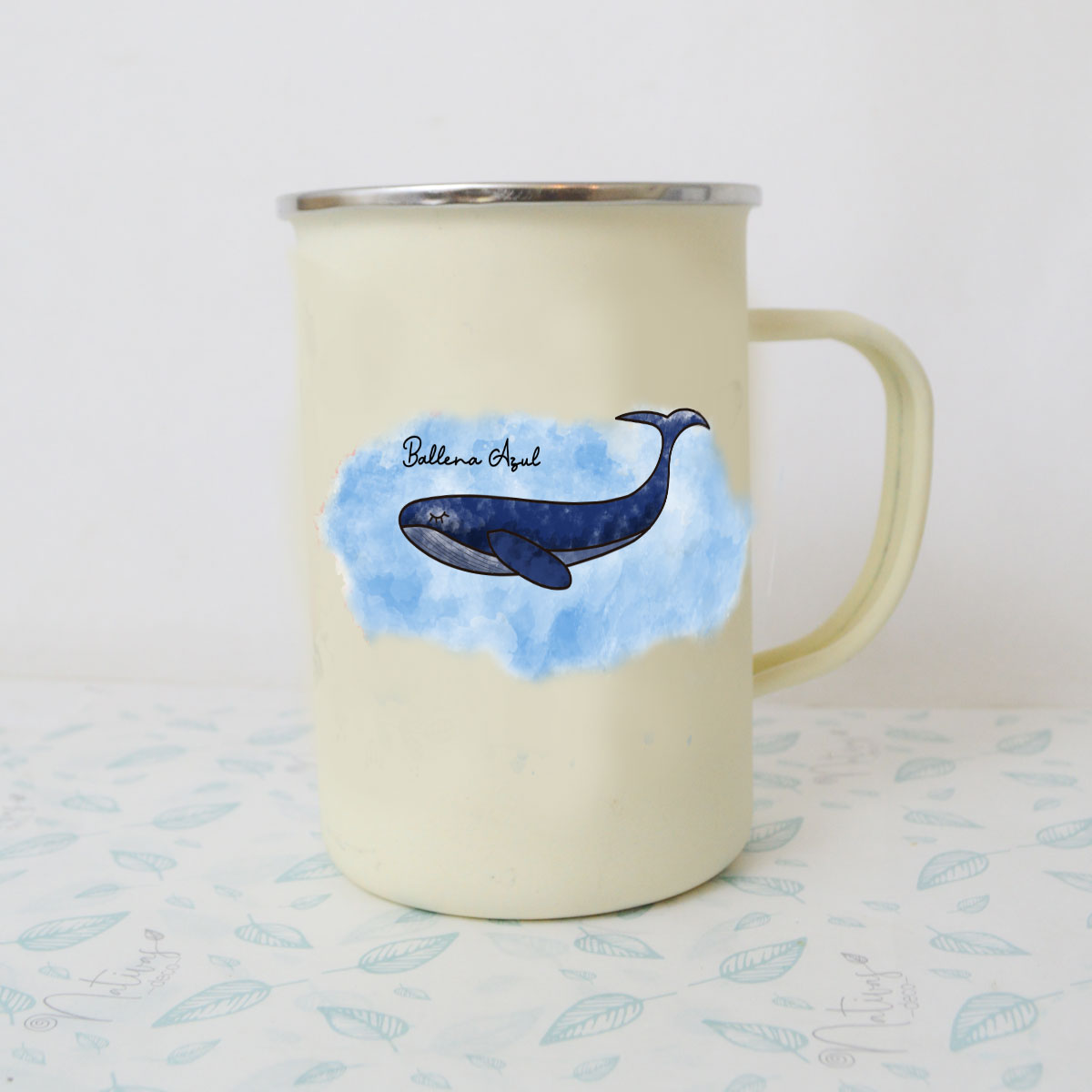 Mug Enlozado Fauna Nativa Ballena Azul